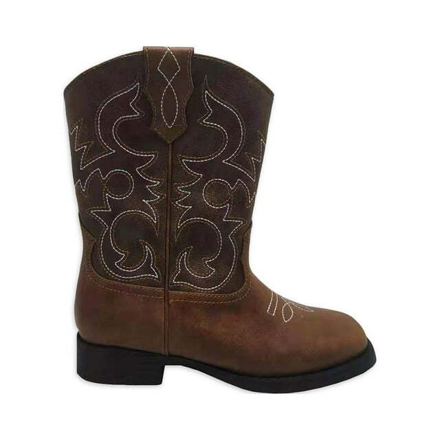 Wonder Nation Youth Boys Brown Pull-on Square Toe Cowboy Boots Shoes: 12-6