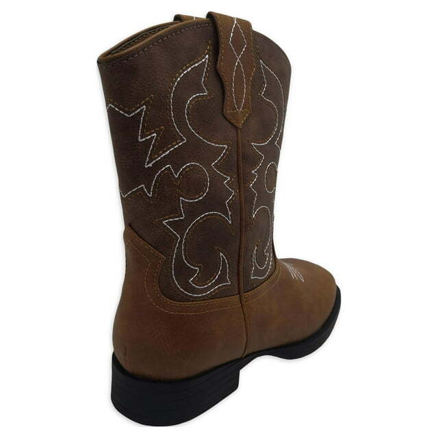 Wonder Nation Youth Boys Brown Pull-on Square Toe Cowboy Boots Shoes: 12-6