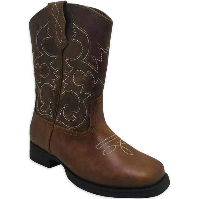 Wonder Nation Youth Boys Brown Pull-on Square toe Cowboy Boots Shoes: 12-6
