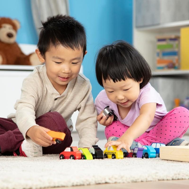 Wooden Cars Vehicle Set In Wooden Tray