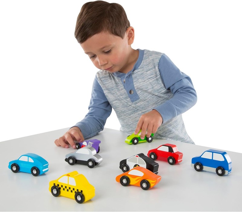 Wooden Cars Vehicle Set In Wooden Tray