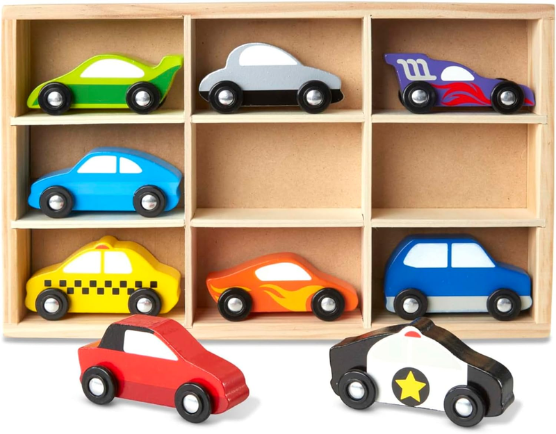 Wooden Cars Vehicle Set in Wooden Tray