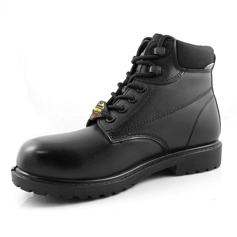 Work Boot Men Laforst Safety Toe Slip Resistant Black Leather Shoes Comfort 9419
