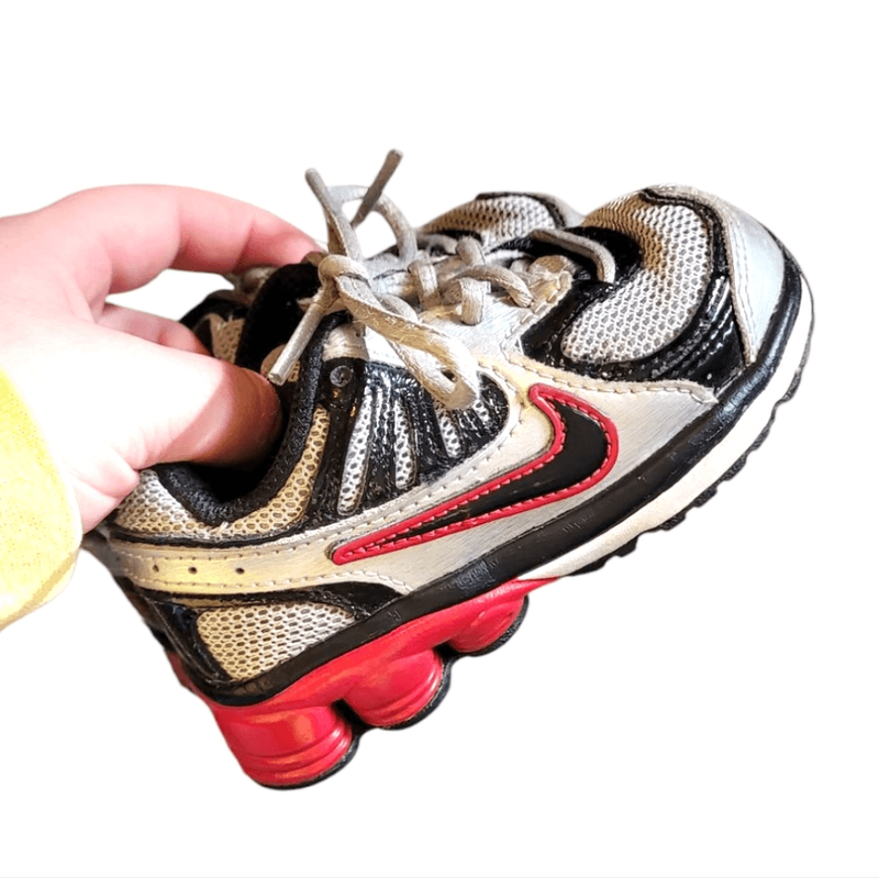 Y2K Kid's Grey And Red Nike Shox Quality Sneakers Size 6C