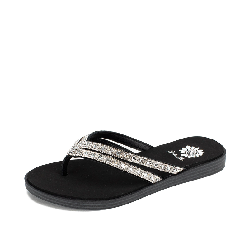 Yellow Box Dalia Clear Black Toe Post Flip Flop Sandal Women's sizes 6-10/NEW