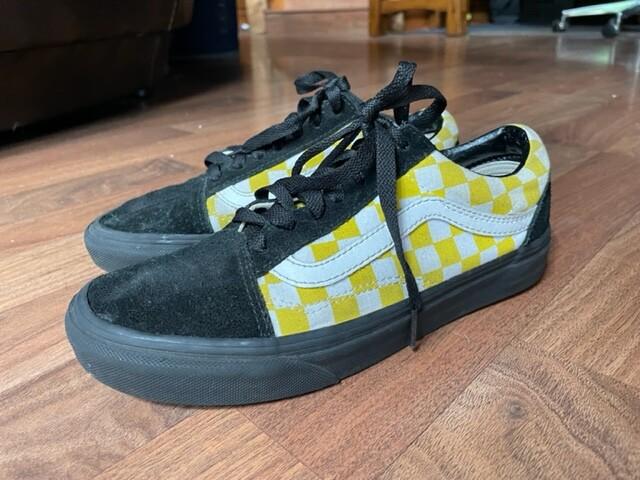 Youth Boys Girls 5.5 Yellow Checkered VANS Sneakers Shoes Excellent