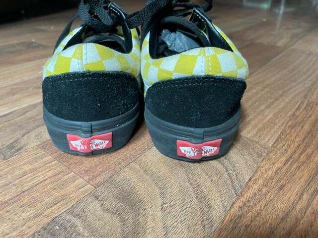 Youth Boys Girls 5.5 Yellow Checkered VANS Sneakers Shoes Excellent