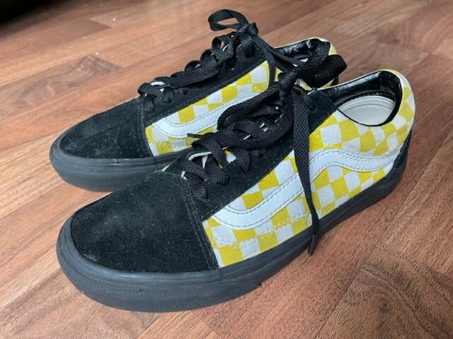 Youth Boys Girls 5.5 Yellow Checkered VANS Sneakers Shoes Excellent