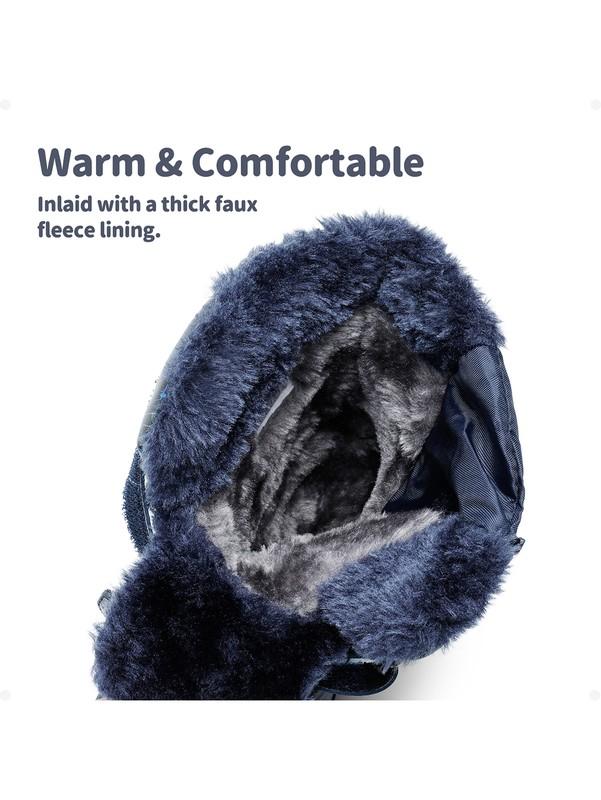 Youth Kids Boys Girls Snow Boots Hook Loop Outdoor Ankle Ski Boots Size 9T-6