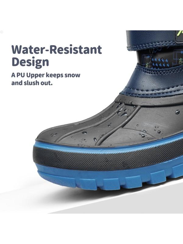 Youth Kids Boys Girls Snow Boots Hook Loop Outdoor Ankle Ski Boots Size 9T-6