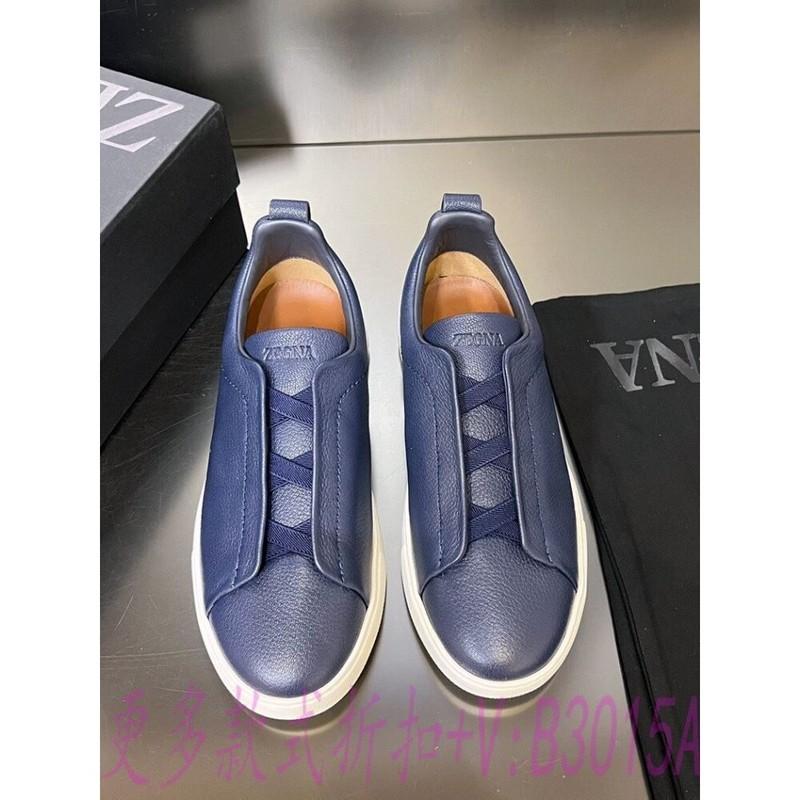 Z*&egna Men's Classic Shiny Leather Sneakers