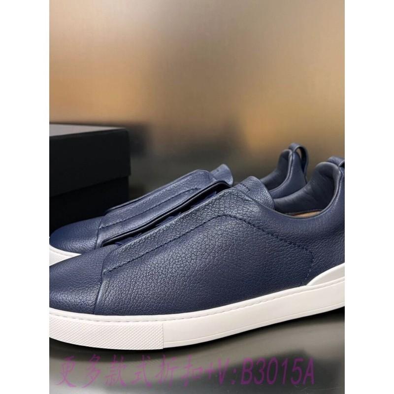 Z*&egna Men's Classic Shiny Leather Sneakers
