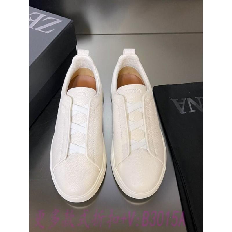z*&egna Men's classic shiny leather sneakers