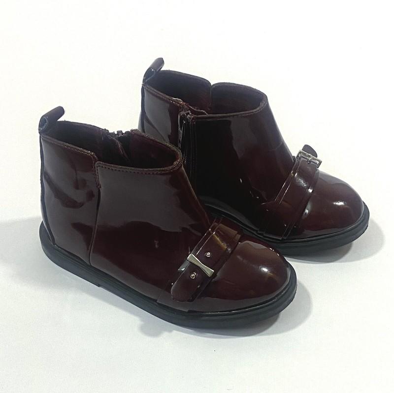 ZARA Baby Girl Burgundy Patent Finished Boots Size 23 Toddler UK 6