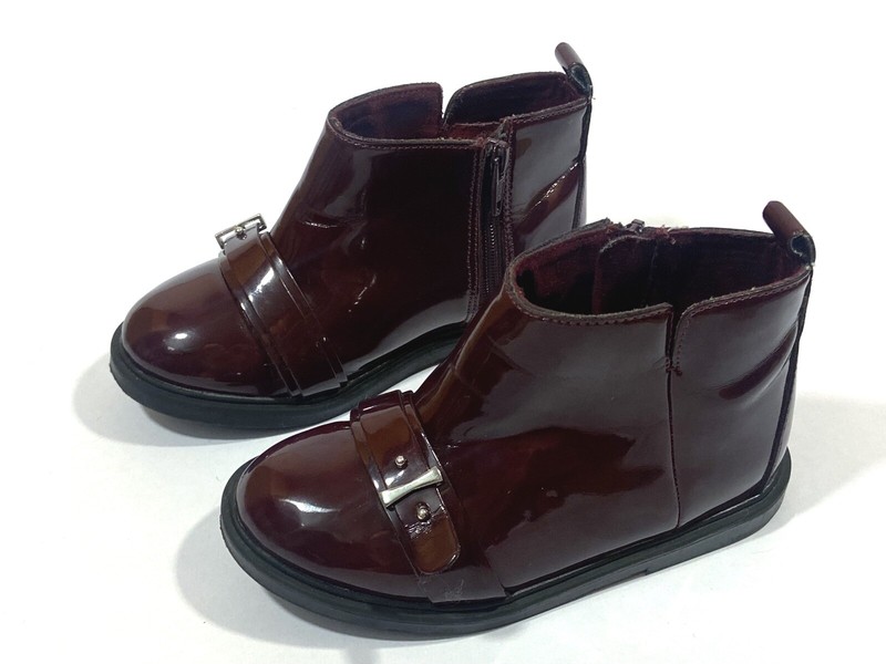 ZARA Baby Girl Burgundy Patent Finished Boots Size 23 Toddler UK 6