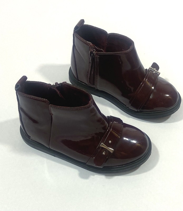 ZARA Baby Girl burgundy Patent Finished Boots Size 23 Toddler UK 6