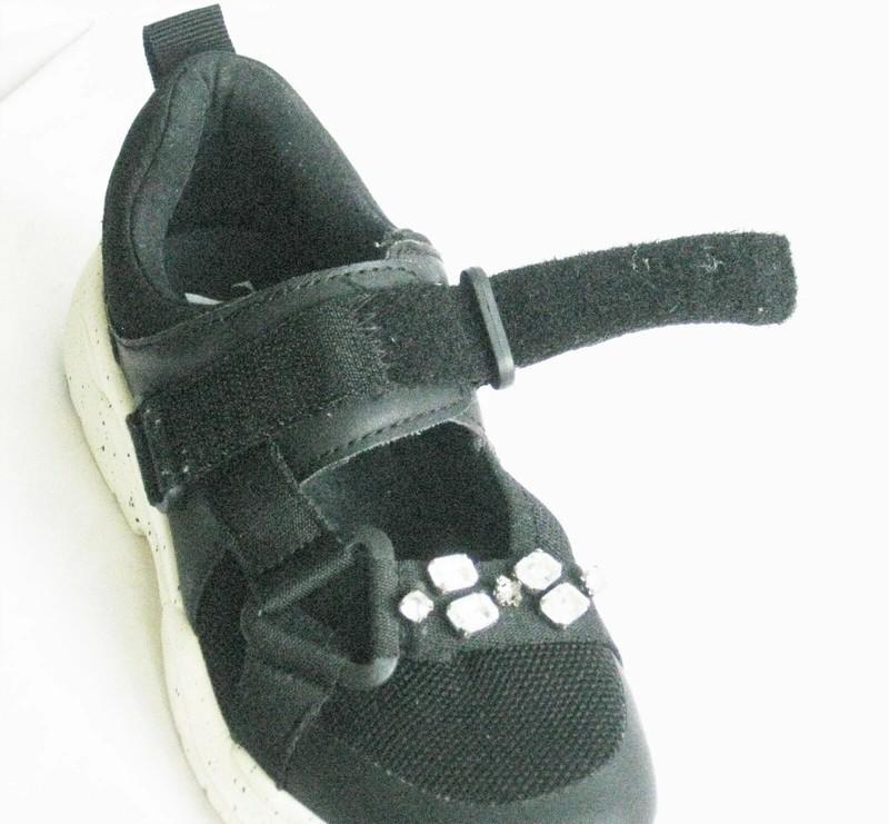 Zara Girls' Black Sneakers Shoes Rhinestone Adjustable Straps US 5/Eu35 Comfort