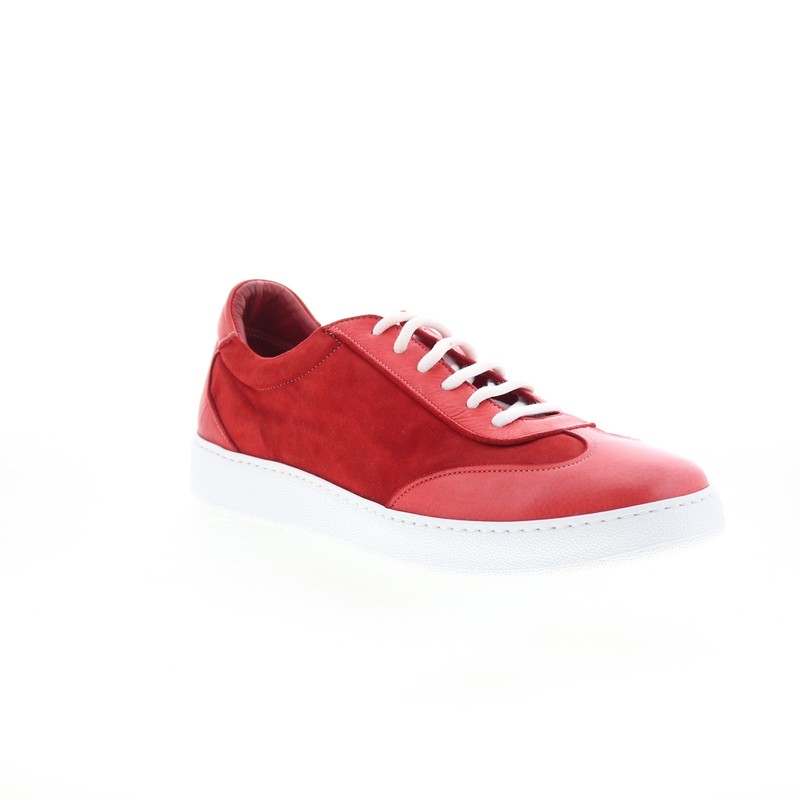 Zelli Italia Tonio Sueded Calfskin Deerskin Mens Red Sneakers Shoes