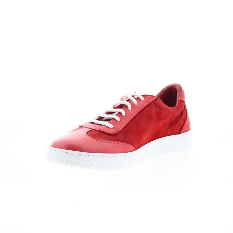 Zelli Italia Tonio Sueded Calfskin Deerskin Mens Red Sneakers Shoes