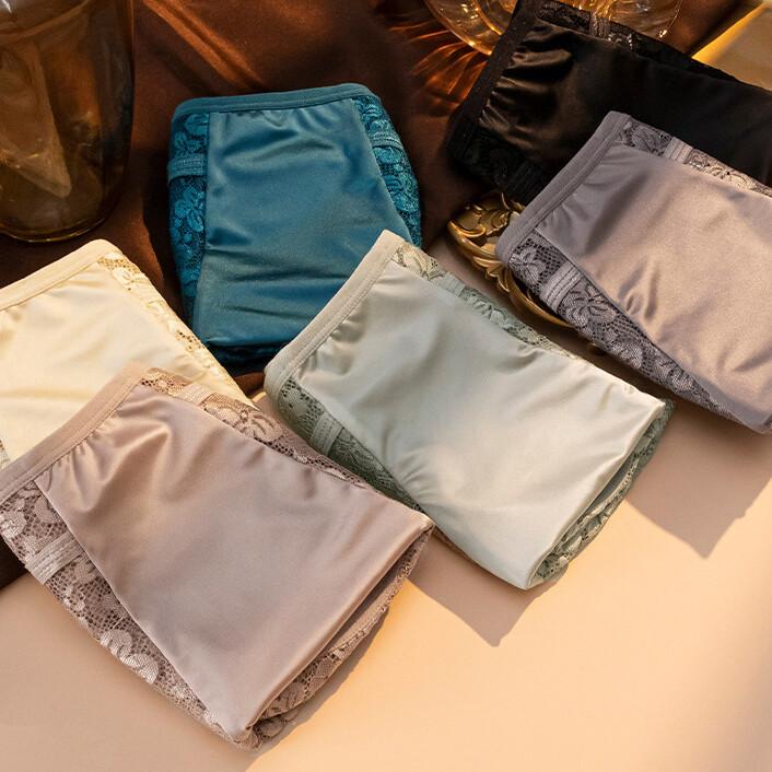 1/6 Pack Lot Womens High Waist Lace Satin Panties Lingeries Vintage Underwear