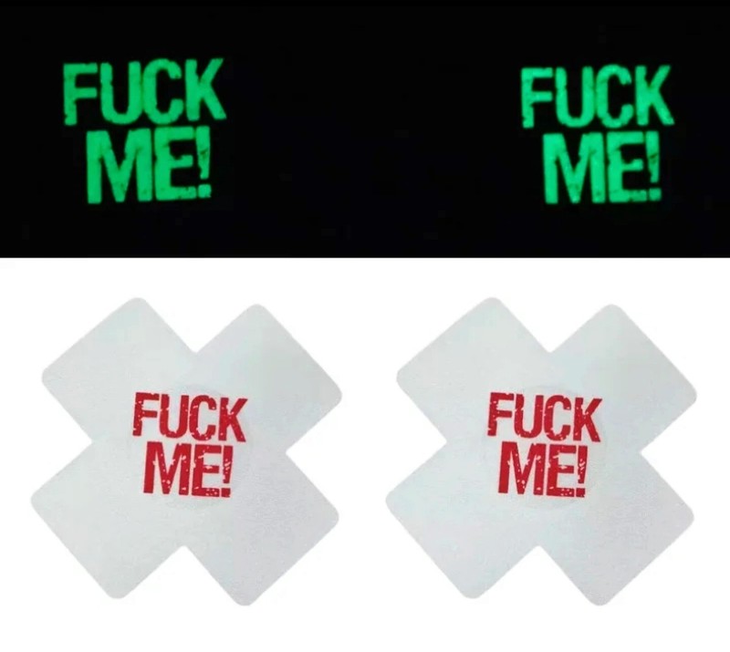1 Pair Of F**k Me Nipple Pasties Glow-in-the-Dark Sexy Breast Nipple Cover