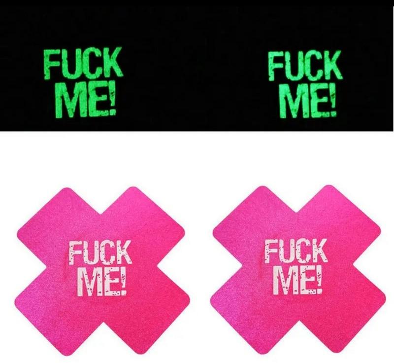 1 Pair Of F**k Me Nipple Pasties Glow-in-the-Dark Sexy Breast Nipple Cover