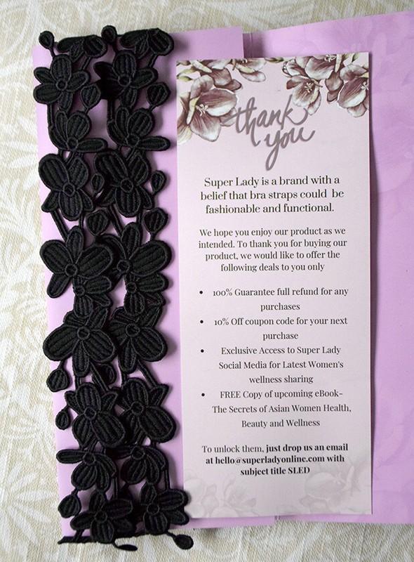 1 Pair Super Lady Long Flower Bra Strap(s) Women's Size L Black Adjustable