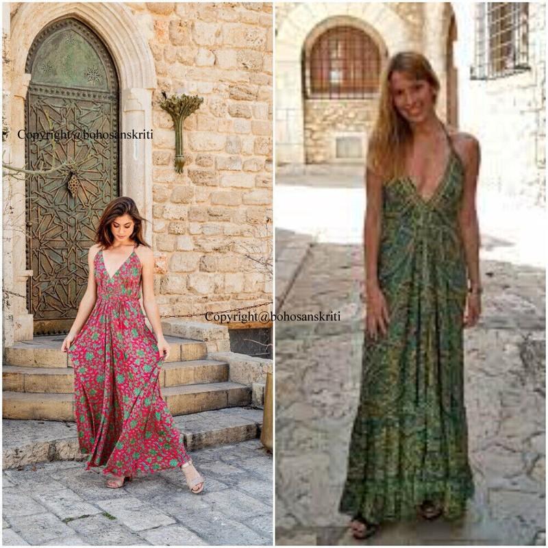 10 PC Lot Indian Silk Maxi Long Hippie Dress Festive Clothing Summer Dress Boho