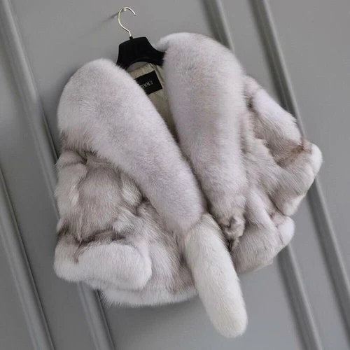 100% Real Fox Fur Coat Fur Outwear Parker Fur Coat Luxury Fur Short Jacket