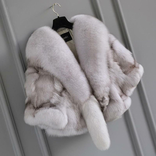 100% Real Fox Fur Coat Fur Outwear Parker Fur Coat Luxury Fur Short Jacket