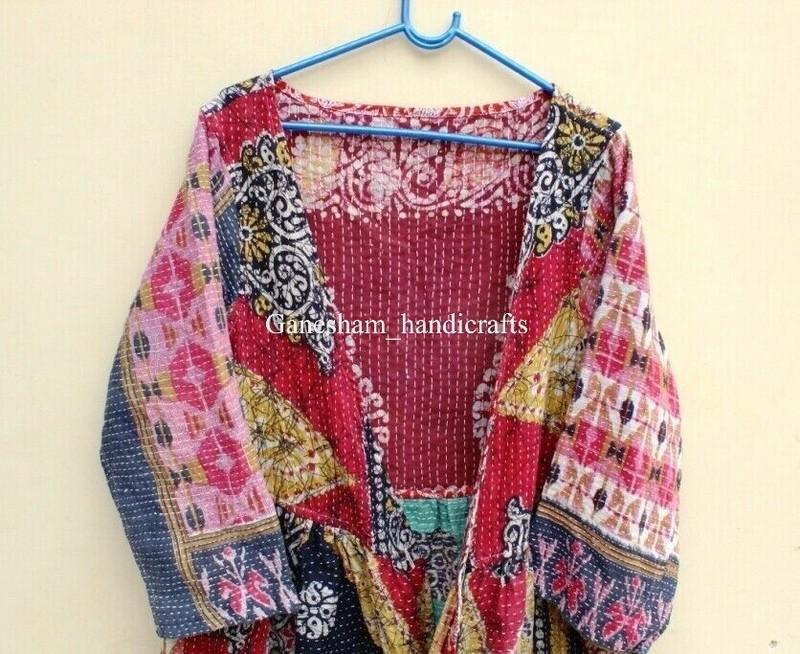 10Pc Lot Indian Cotton Vintage Handmade Women Winter Wear Kantha Jacket Coat