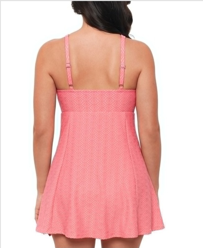 $112 Swim Solutions Women's Textured Tie Front Swimdress Pink Size 12