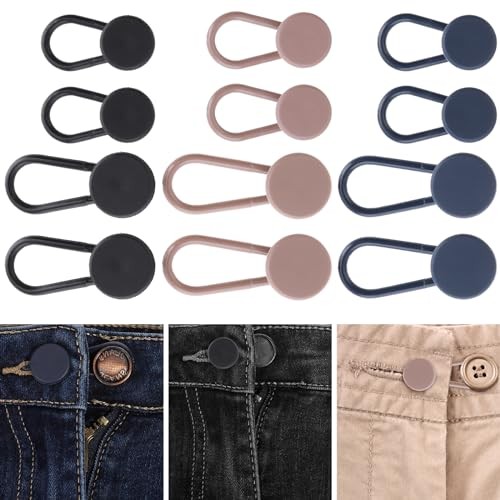 12PCS Pants Button Extender Flexible Button Extenders for Jeans Elasticity
