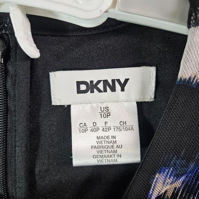 $139 NEW DKNY Midi Dress Size 10 P Petite Fitted Strech Mesh Lined Multicolor
