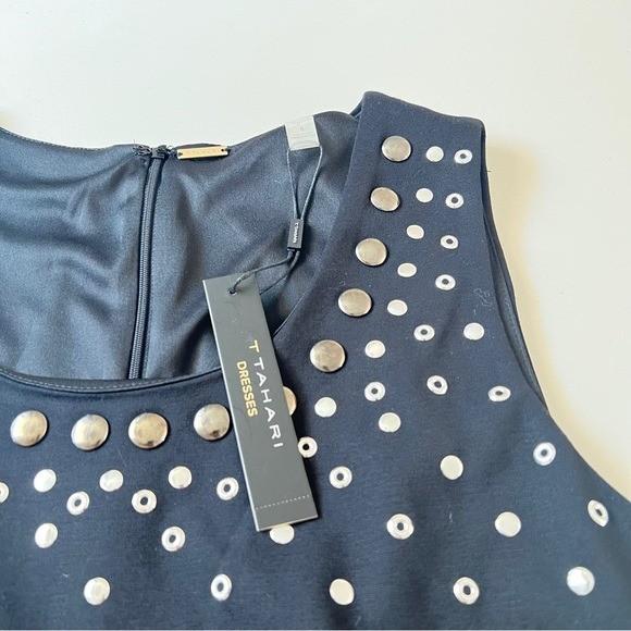 $148 NWT New Tahari Black Casual Business Dress Silver Studs 6 S