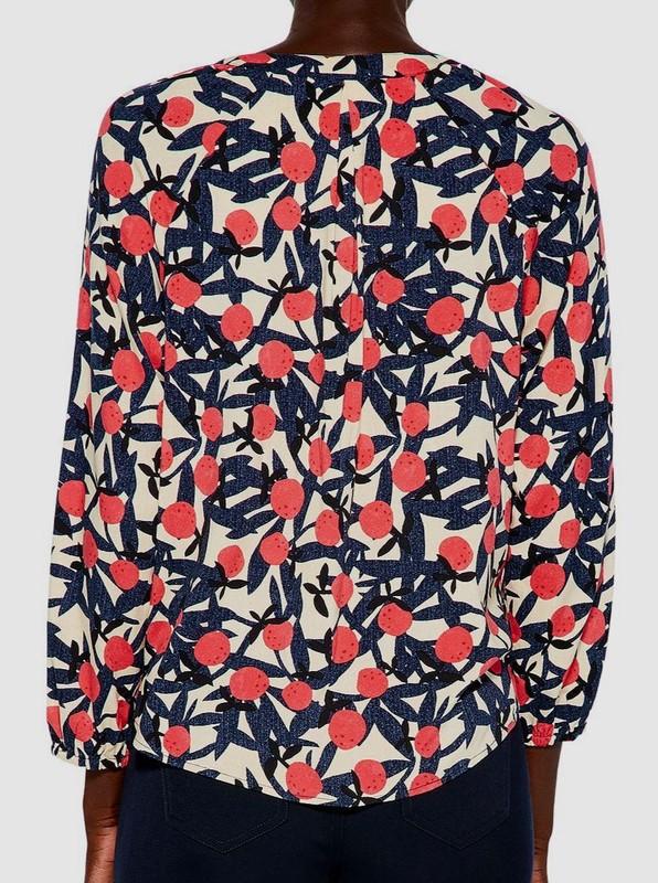 $158 Nic+Zoe Women's Blue Fresh Squeeze Popover Blouse Top Petite Size PM