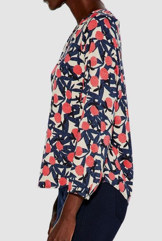 $158 Nic+Zoe Women's Blue Fresh Squeeze Popover Blouse Top Petite Size PM