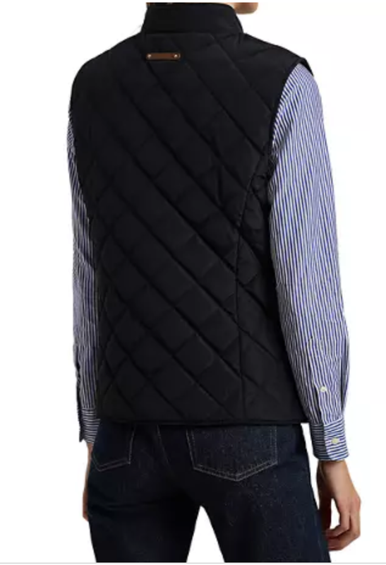 $160 NWT Lauren Ralph Lauren Quilted Logo Emblem Vest Black XL L M S