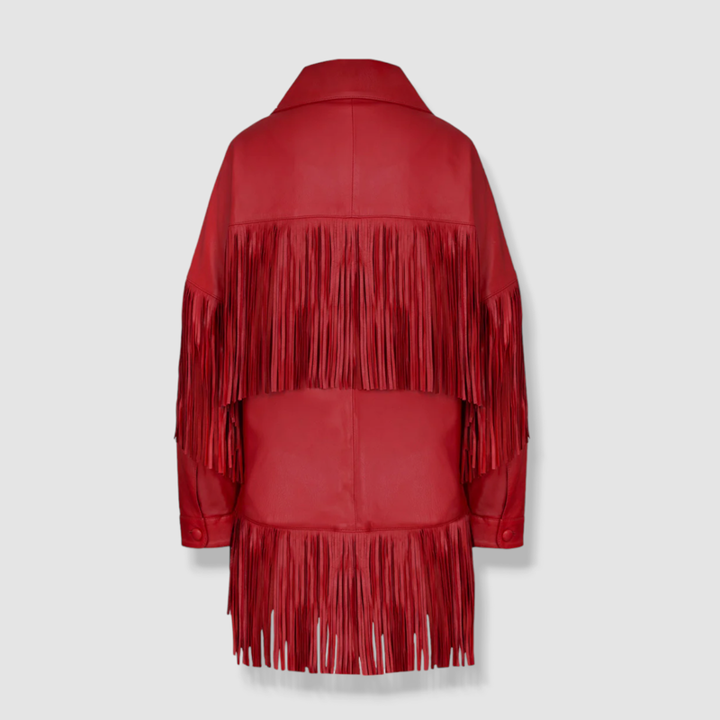 $1680 Dancassab Women's Pink Loretta Fringed Lambskin Leather Jacket Size XS