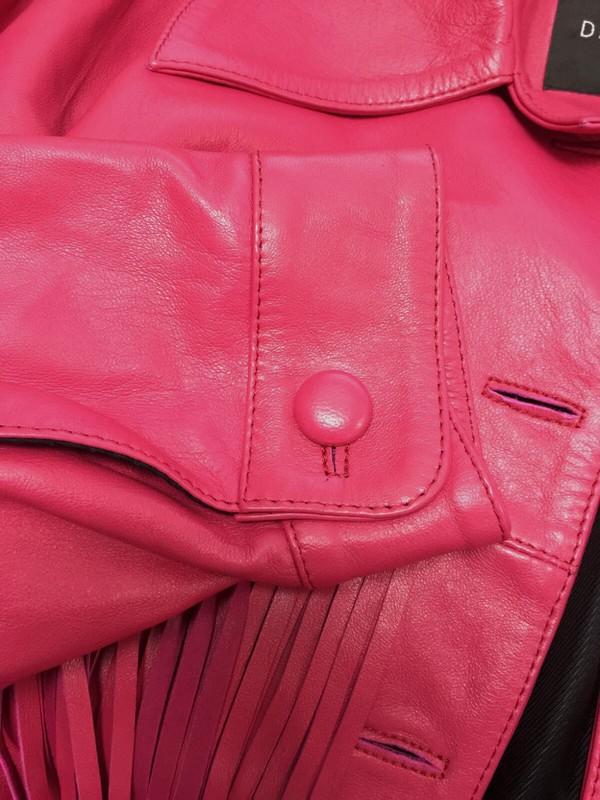 $1680 Dancassab Women's Pink Loretta Fringed Lambskin Leather Jacket Size XS