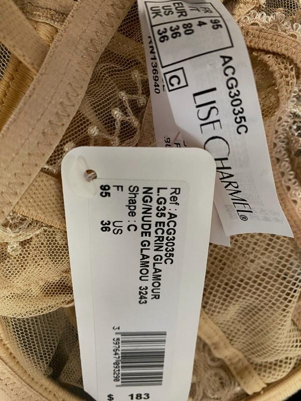 $183 Lise Charmel Women's Beige Ecrin Glamour Demi Cup Underwire Bra Size 36C