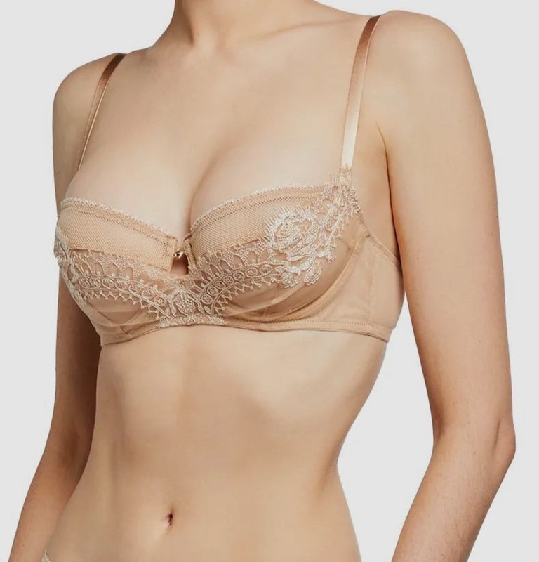 $183 Lise Charmel Women's Beige Ecrin Glamour Demi Cup Underwire Bra Size 36C