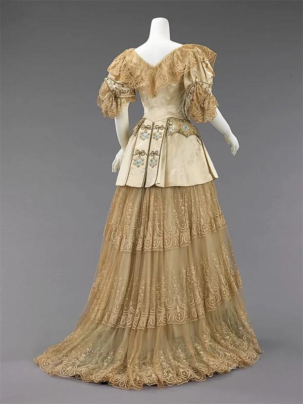 1898s Edwardian Duchess Dress Victorian Civil War Southern Belle Ball Gown