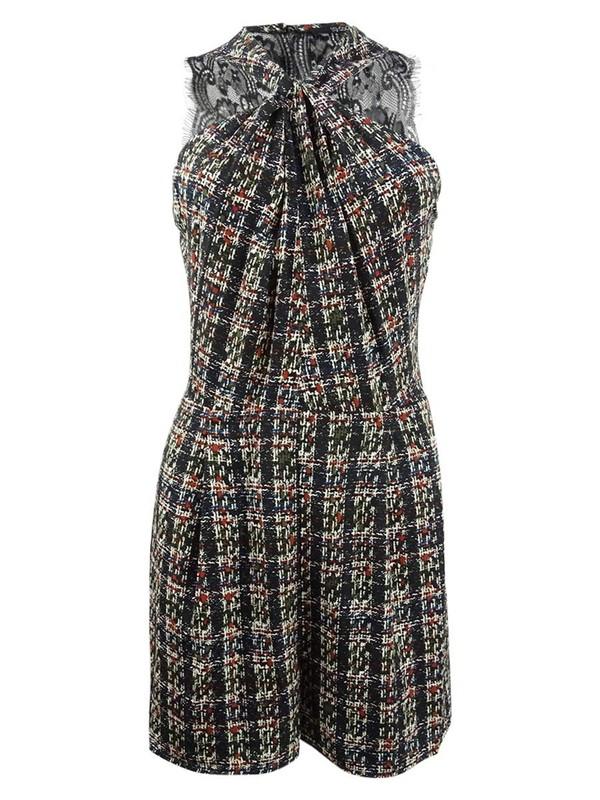19 Cooper Women's Tweed Plaid Halter Romper