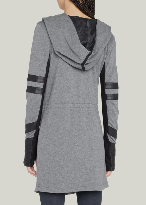 $190 Blanc Noir Women Gray Noir Maitri Hooded Open-Front Coat Jacket Size XS