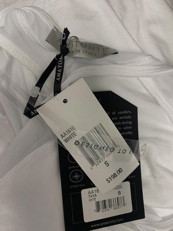 $198 Anatomie Women's White Taya Mesh-Trim Racerback Maxi Dress Size Small