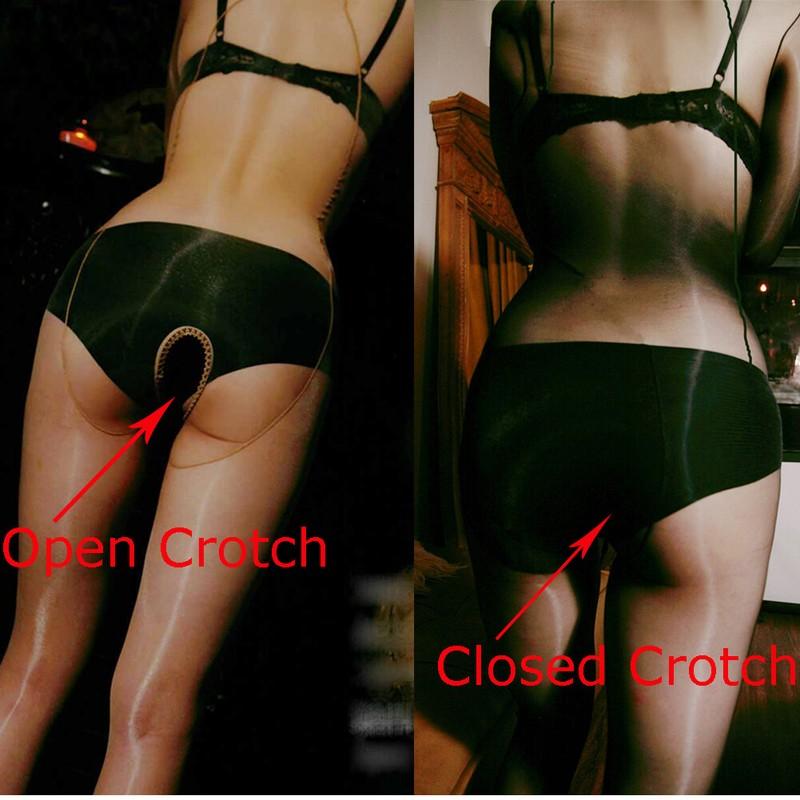 1D Plus Size High Elastic Shiny Bodysuit Glossy Silky Transparent Bodystocking