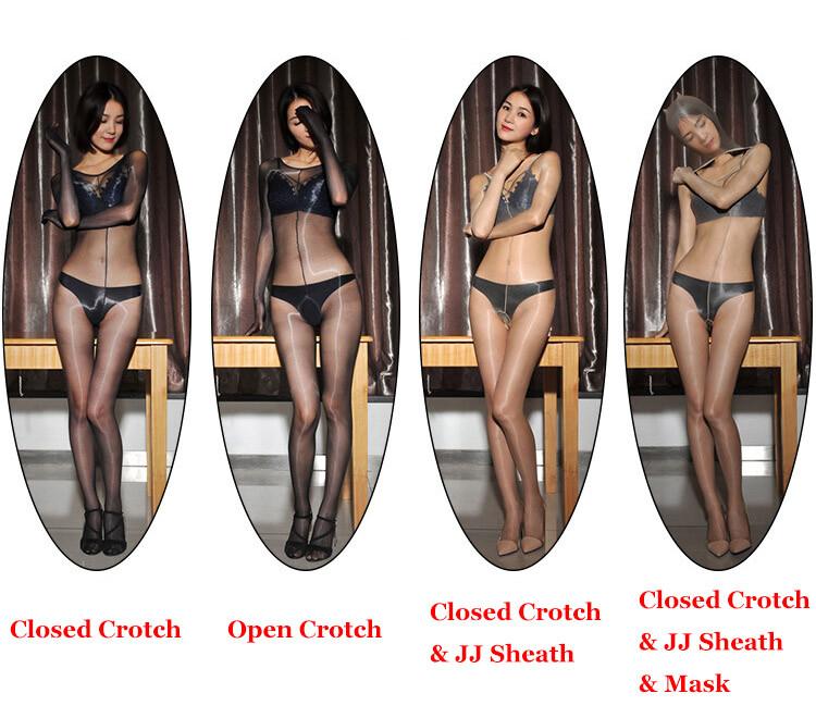 1D Women Ultra Thin Sexy Sheer Oil Shiny Glossy Bodysuit Nylon Full Bodystocking