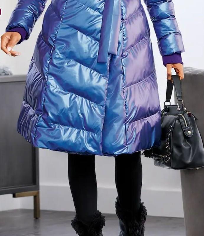 1X PLUS Ashro Purple Fabulous Sheen Femin Iri Faux Fur Parka Jacket Duster Coat
