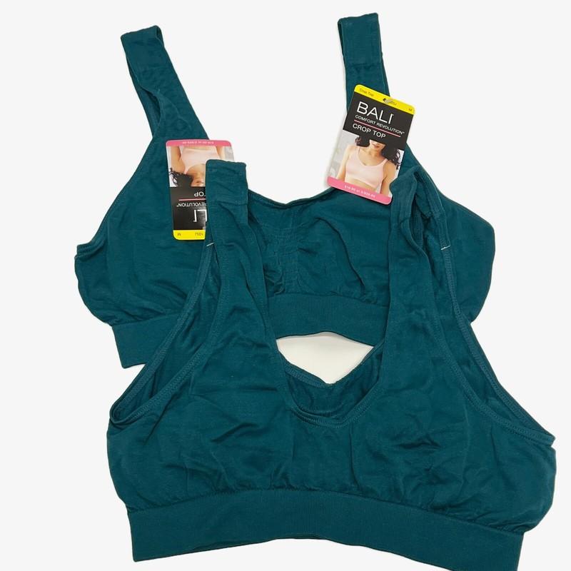 2 Bali Comfort Revolution Crop Top Bra Bralette MEDIUM Jade Green NEW 103J